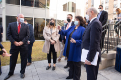 December 16, 2021:  Sen. Flynn hosted Gov. Tom Wolf for a series of events in Scranton today beginning with a news conference in front of the John Mitchell Memorial at the Lackawanna County Courthouse to push for several bills that would promote worker safety, security and compensation.  After a lunch and walking tour of the Electric City, Wolf and Flynn held a news conference at Lackawanna College to announce an RACP grant for the college.