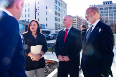 December 16, 2021:  Sen. Flynn hosted Gov. Tom Wolf for a series of events in Scranton today beginning with a news conference in front of the John Mitchell Memorial at the Lackawanna County Courthouse to push for several bills that would promote worker safety, security and compensation.  After a lunch and walking tour of the Electric City, Wolf and Flynn held a news conference at Lackawanna College to announce an RACP grant for the college.