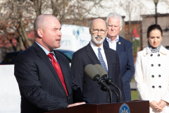 December 16, 2021:  Sen. Flynn hosted Gov. Tom Wolf for a series of events in Scranton today beginning with a news conference in front of the John Mitchell Memorial at the Lackawanna County Courthouse to push for several bills that would promote worker safety, security and compensation.  After a lunch and walking tour of the Electric City, Wolf and Flynn held a news conference at Lackawanna College to announce an RACP grant for the college.