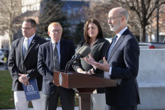 December 16, 2021:  Sen. Flynn hosted Gov. Tom Wolf for a series of events in Scranton today beginning with a news conference in front of the John Mitchell Memorial at the Lackawanna County Courthouse to push for several bills that would promote worker safety, security and compensation.  After a lunch and walking tour of the Electric City, Wolf and Flynn held a news conference at Lackawanna College to announce an RACP grant for the college.