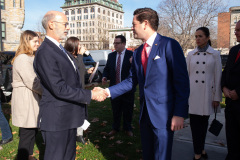 December 16, 2021:  Sen. Flynn hosted Gov. Tom Wolf for a series of events in Scranton today beginning with a news conference in front of the John Mitchell Memorial at the Lackawanna County Courthouse to push for several bills that would promote worker safety, security and compensation.  After a lunch and walking tour of the Electric City, Wolf and Flynn held a news conference at Lackawanna College to announce an RACP grant for the college.