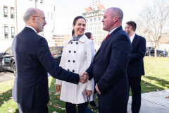December 16, 2021:  Sen. Flynn hosted Gov. Tom Wolf for a series of events in Scranton today beginning with a news conference in front of the John Mitchell Memorial at the Lackawanna County Courthouse to push for several bills that would promote worker safety, security and compensation.  After a lunch and walking tour of the Electric City, Wolf and Flynn held a news conference at Lackawanna College to announce an RACP grant for the college.