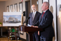 December 16, 2021:  Sen. Flynn hosted Gov. Tom Wolf for a series of events in Scranton today beginning with a news conference in front of the John Mitchell Memorial at the Lackawanna County Courthouse to push for several bills that would promote worker safety, security and compensation.  After a lunch and walking tour of the Electric City, Wolf and Flynn held a news conference at Lackawanna College to announce an RACP grant for the college.
