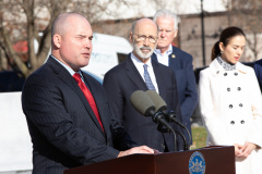 December 16, 2021:  Sen. Flynn hosted Gov. Tom Wolf for a series of events in Scranton today beginning with a news conference in front of the John Mitchell Memorial at the Lackawanna County Courthouse to push for several bills that would promote worker safety, security and compensation.  After a lunch and walking tour of the Electric City, Wolf and Flynn held a news conference at Lackawanna College to announce an RACP grant for the college.