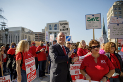 November 10, 2021: Senator Marty Flynn attends rally of the striking Scranton Federation of Teachers at the Pennsylvania Capitol.