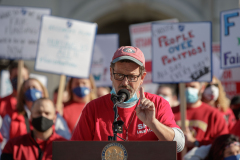 November 10, 2021: Senator Marty Flynn attends rally of the striking Scranton Federation of Teachers at the Pennsylvania Capitol,
