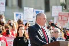 November 10, 2021: Senator Marty Flynn attends rally of the striking Scranton Federation of Teachers at the Pennsylvania Capitol.