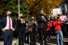 November 10, 2021: Senator Marty Flynn attends rally of the striking Scranton Federation of Teachers at the Pennsylvania Capitol.